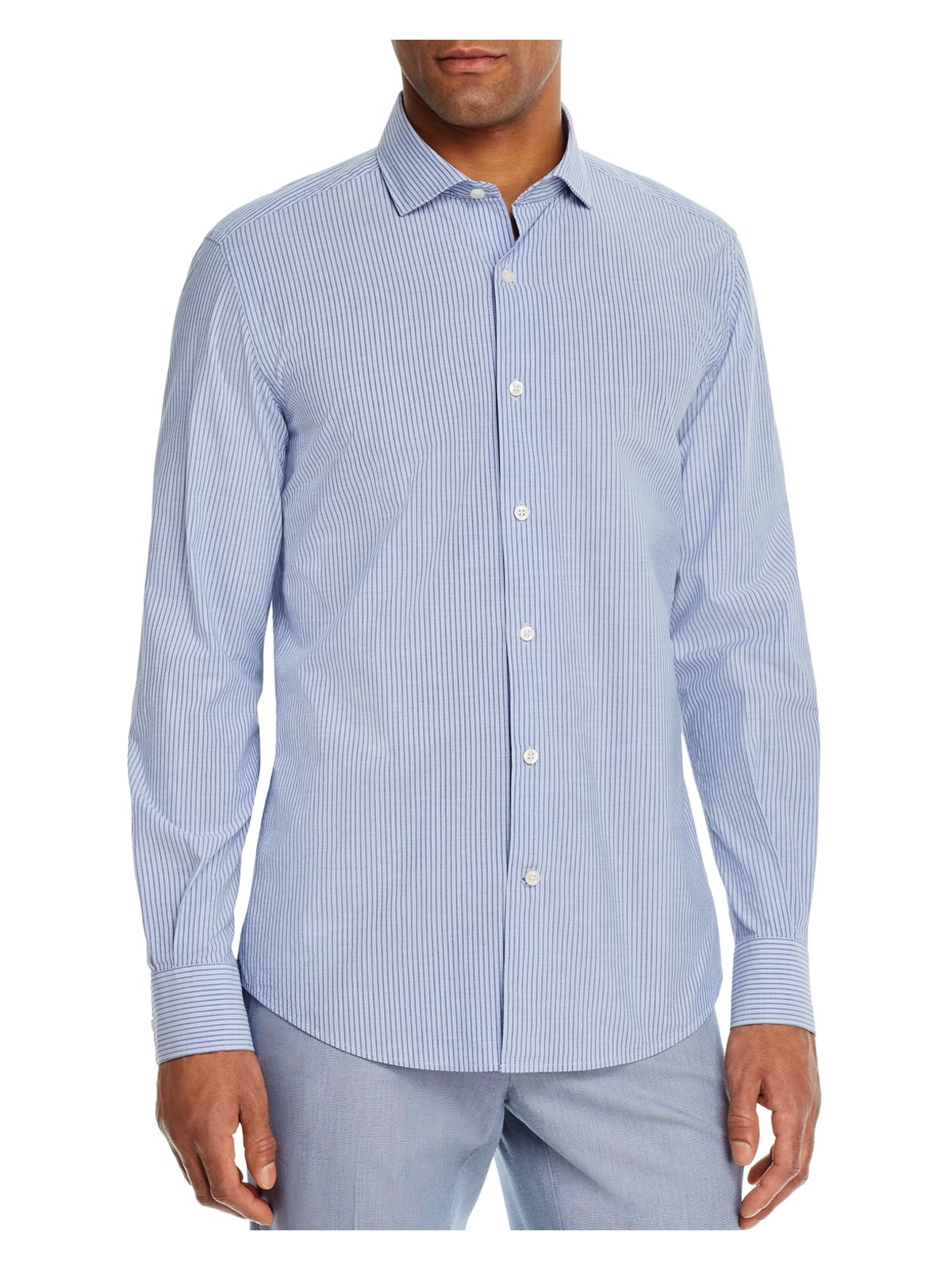 DYLAN GRAY Mens Light Blue Check Button Down Casual Shirt S