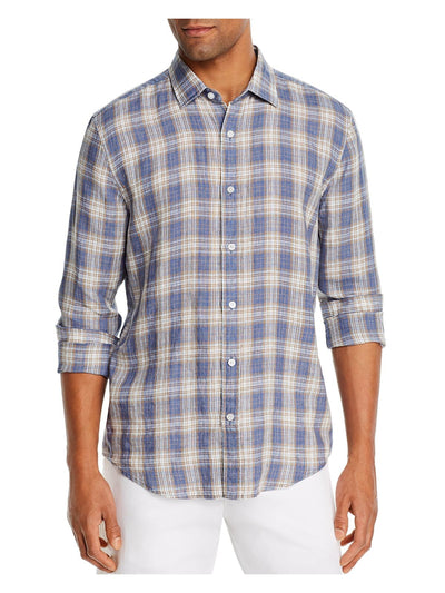 The Mens store Mens Blue Plaid Classic Fit Button Down Casual Shirt S