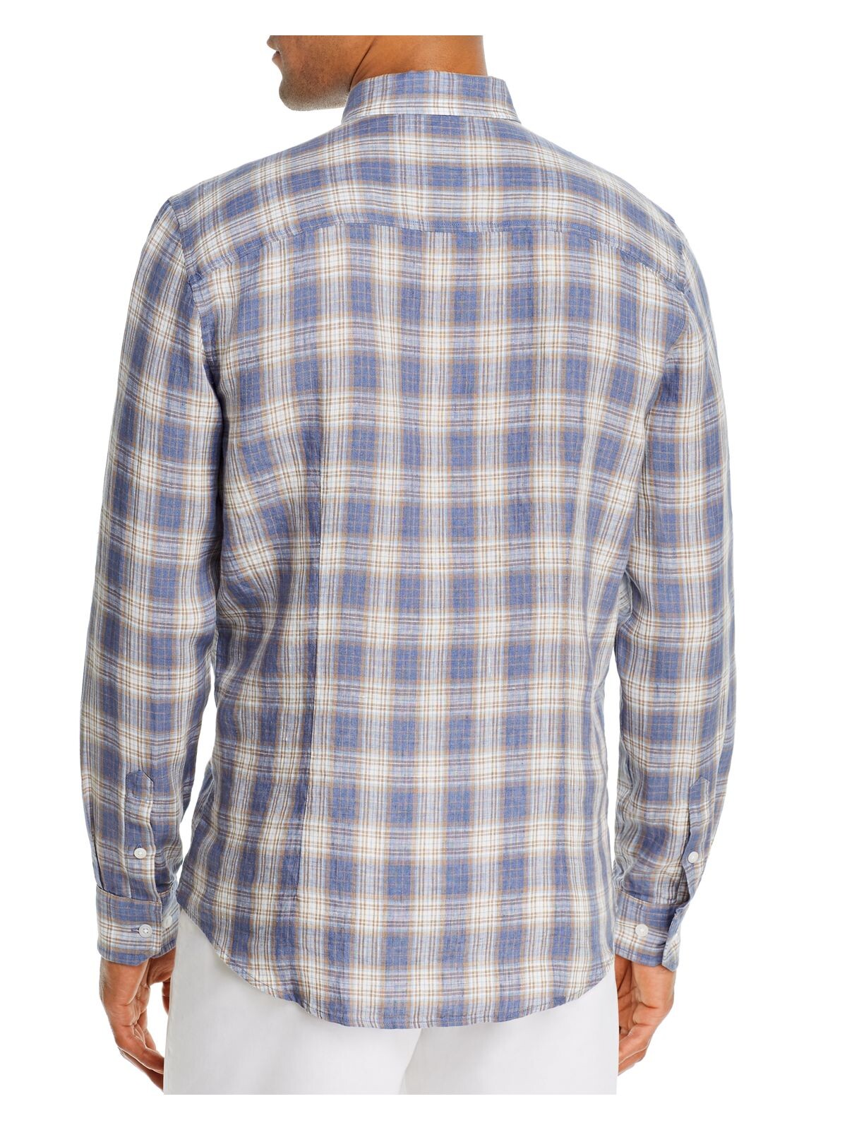 The Mens store Mens Blue Plaid Long Sleeve Classic Fit Button Down Casual Shirt M
