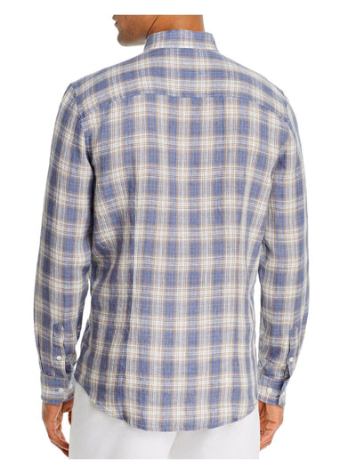 The Mens store Mens Blue Plaid Long Sleeve Classic Fit Button Down Casual Shirt XL