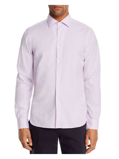 The Mens store Mens Purple Pinstripe Long Sleeve Button Down Cotton Blend Casual Shirt 2XL