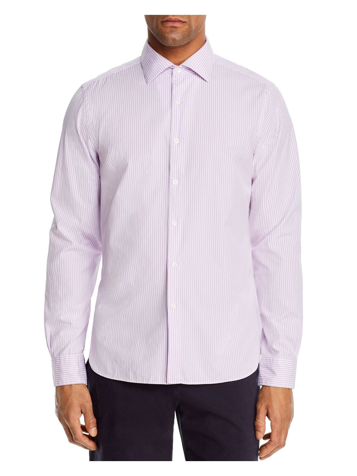 The Mens store Mens Purple Pinstripe Long Sleeve Button Down Casual Shirt XL