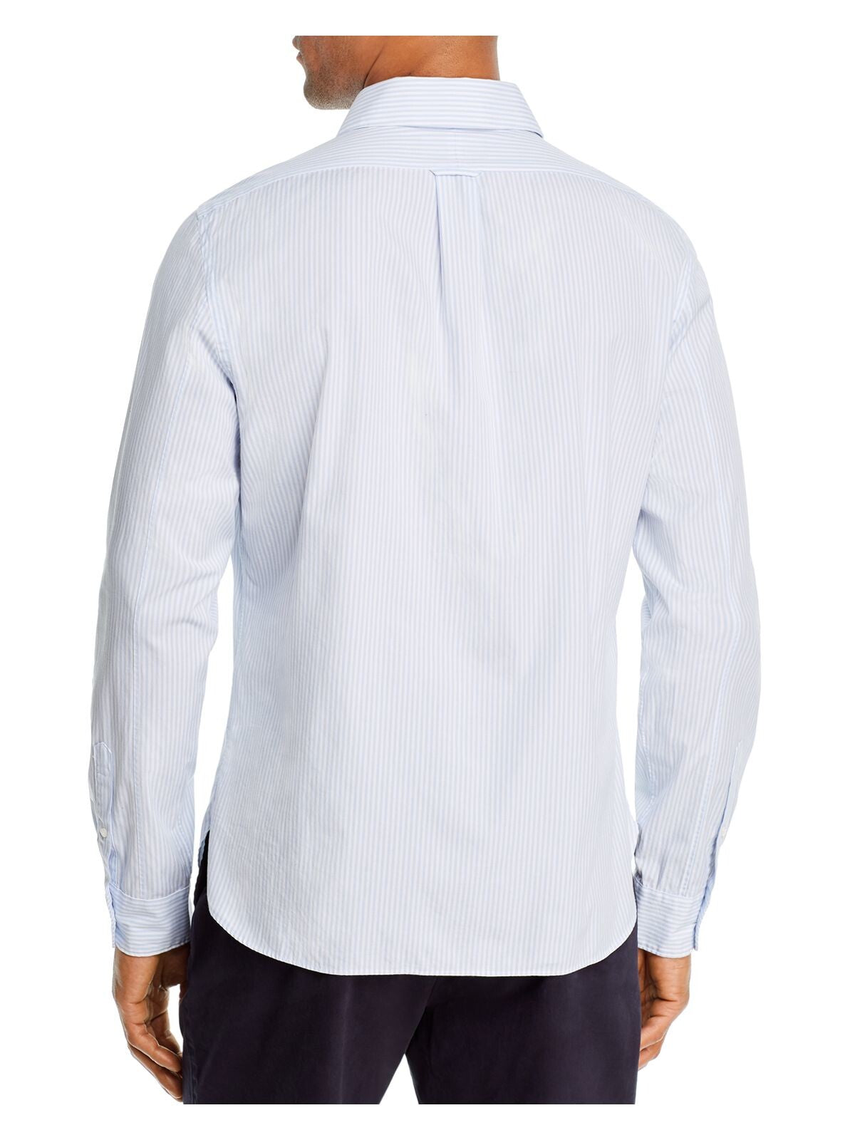 The Mens store Mens Light Blue Striped Classic Fit Button Down Cotton Blend Casual Shirt XL