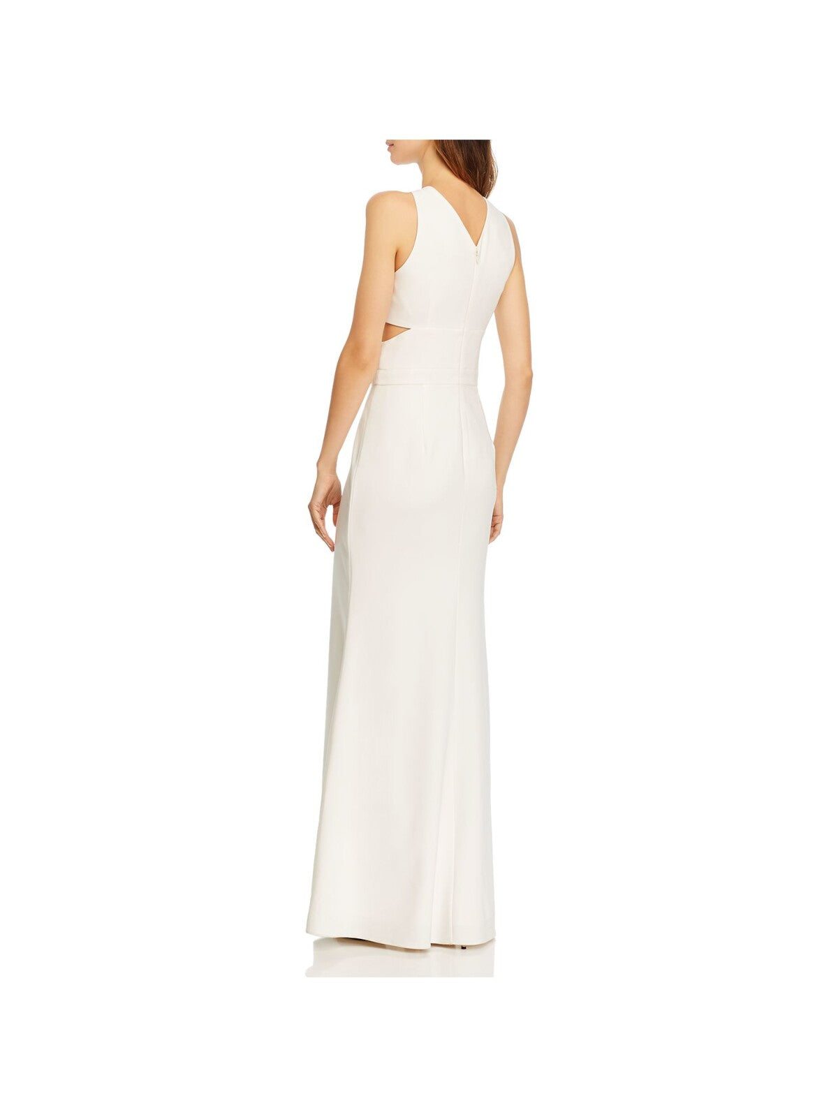 LAUNDRY Womens White Zippered Darted Side Cutout Sleeveless V Neck Full-Length Evening Gown Dress 0