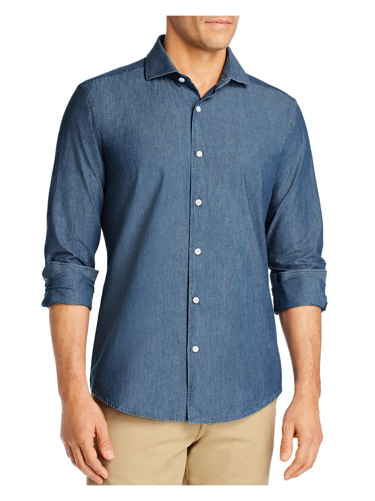 DYLAN GRAY Mens Navy Long Sleeve Classic Fit Button Down Casual Shirt S