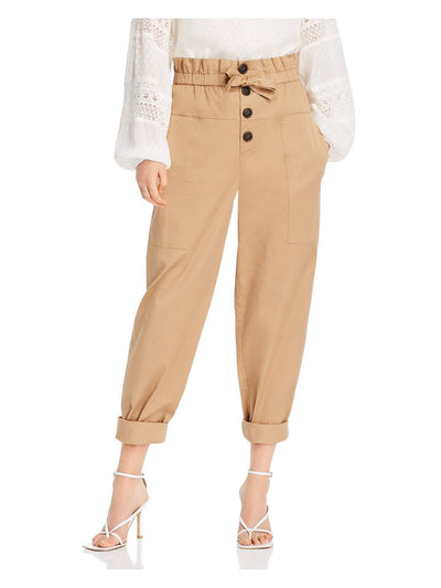 LINI Womens Brown Ruffled Belted Pocketed Cuffed Pants Size: XS