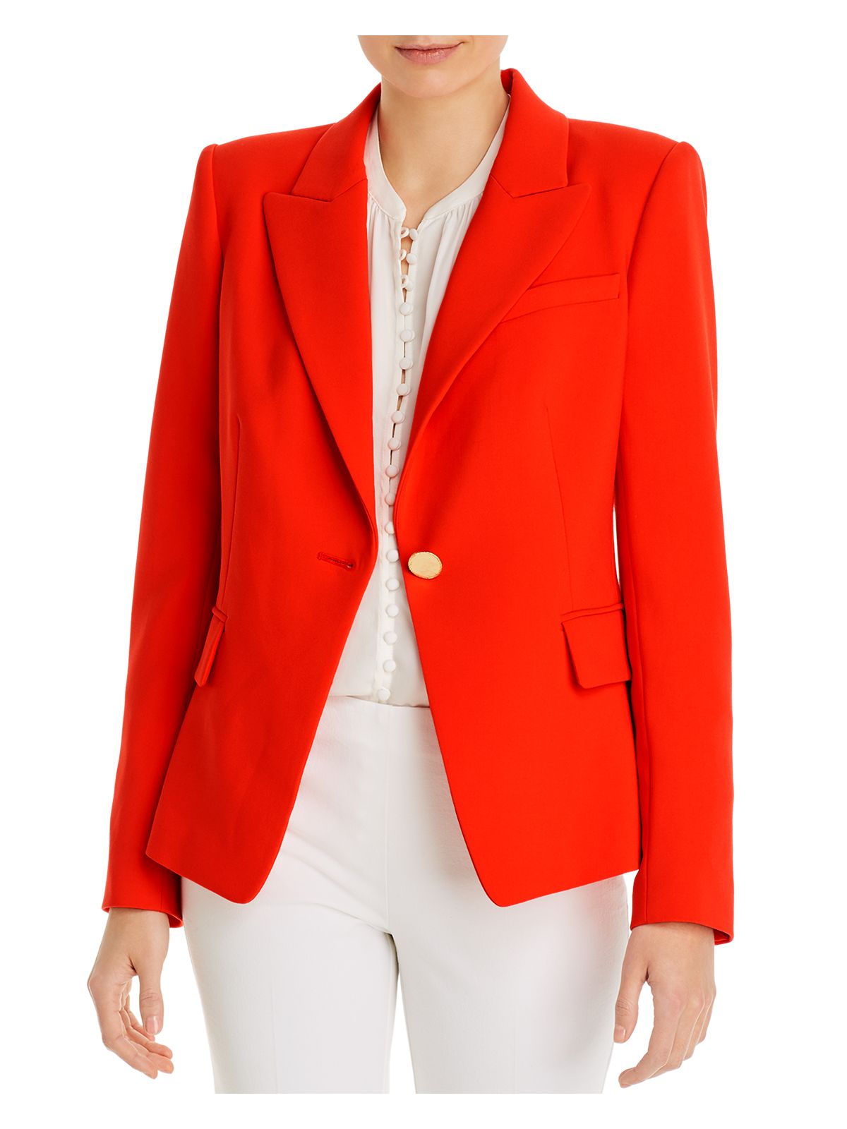 KOBI HALPERIN Womens Orange Pocketed Slitted One-button Long Sleeve Collared Wear To Work Blazer Jacket XS