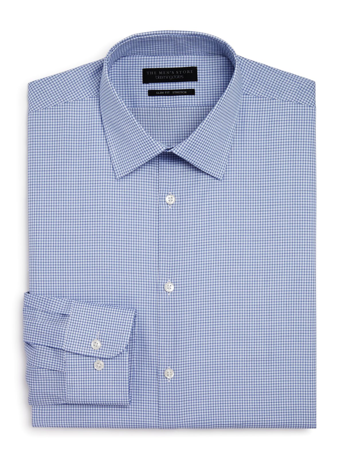The Mens store Mens Light Blue Check Collared Classic Fit Dress Shirt 15.5