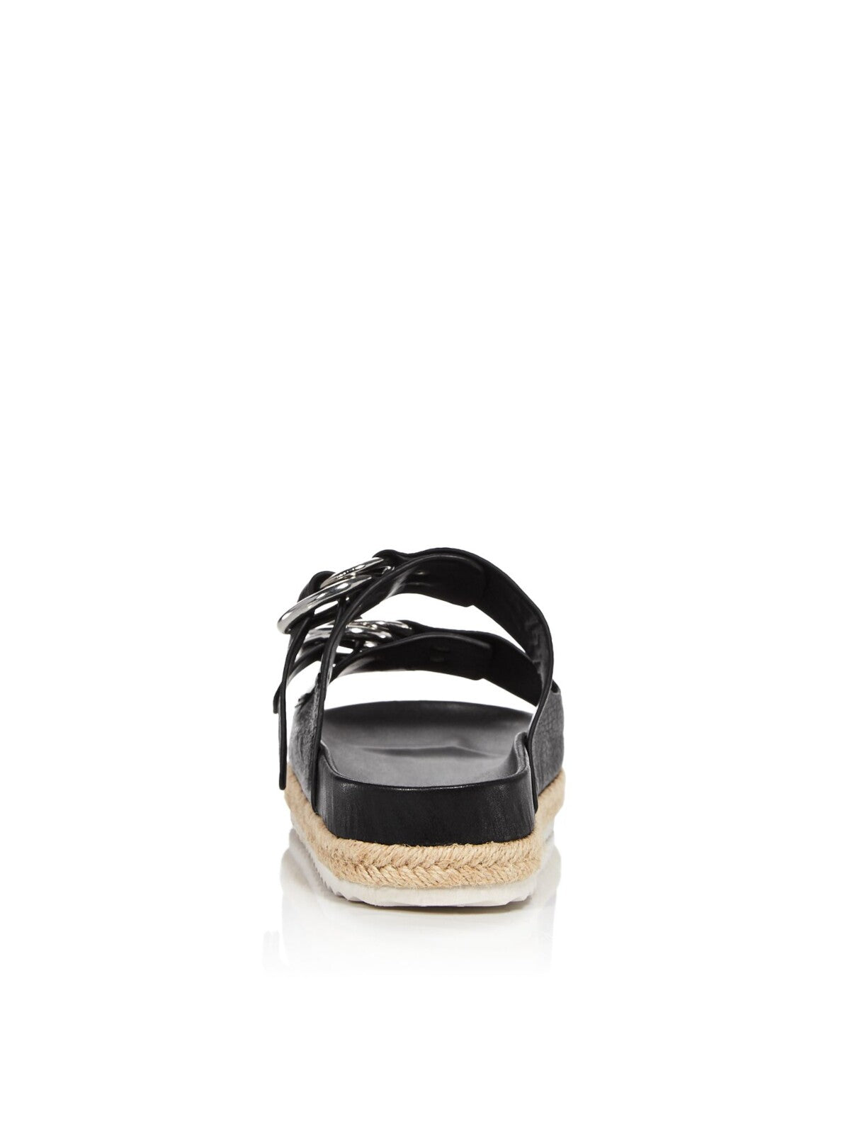AQUA Womens Black Buckle Accent Studded Kai Round Toe Platform Slip On Leather Espadrille Shoes 6.5 M
