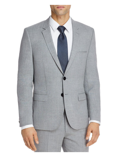 HUGO BOSS Mens Gray Single Breasted, Extra Slim Fit Suit Blazer 42R