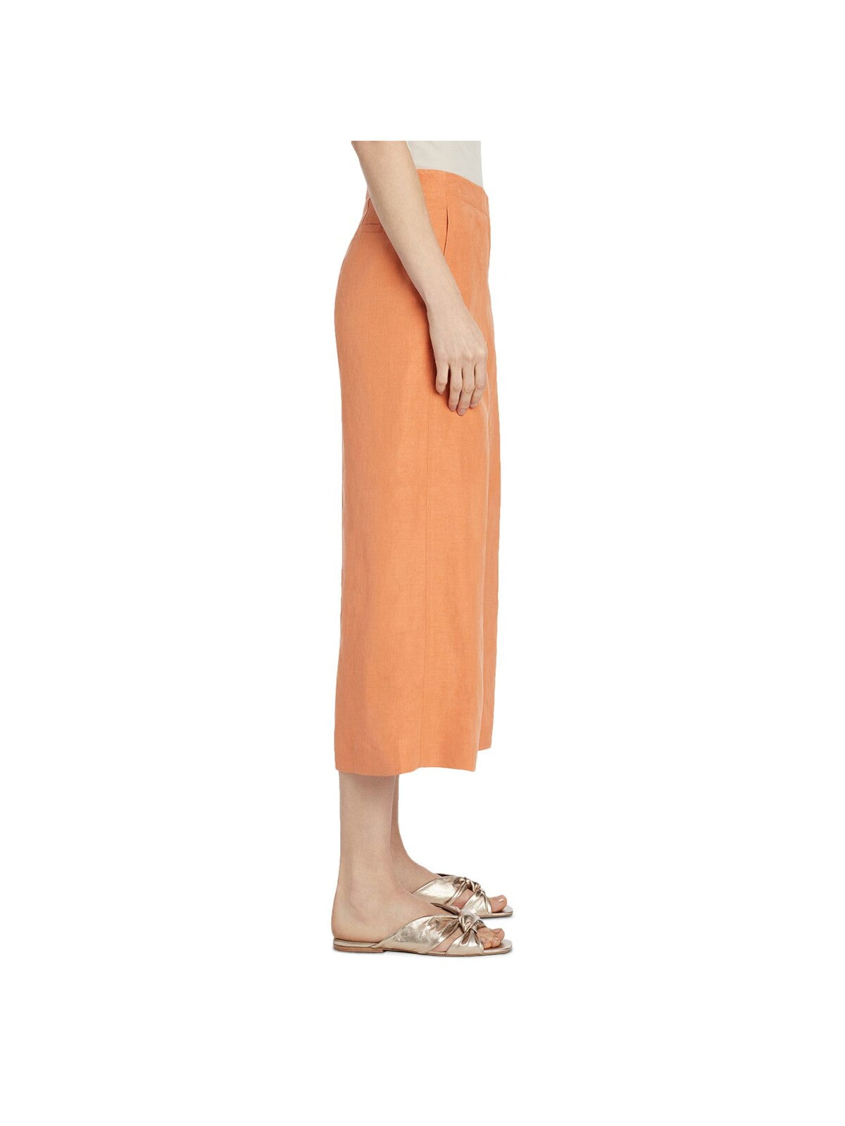 LAFAYETTE 148 Womens Orange Zippered Pocketed Wide Leg Capri High Waist Pants 16