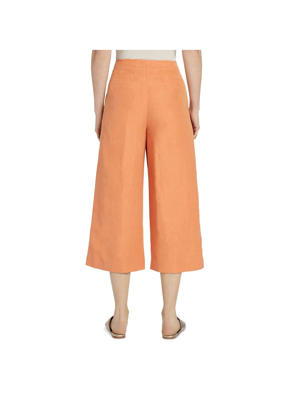 LAFAYETTE 148 Womens Orange Zippered Pocketed Wide Leg Capri High Waist Pants 16