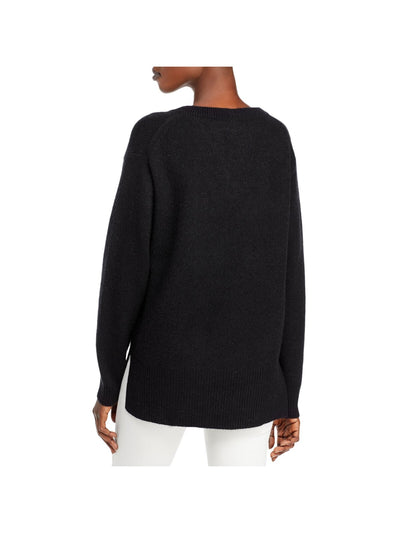 Designer Brand Womens Black Long Sleeve V Neck Hi-Lo Sweater S