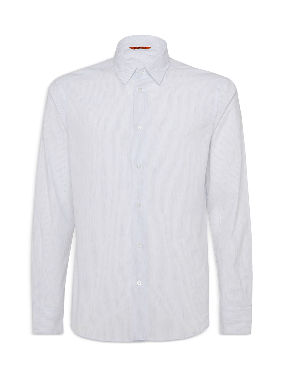 BARIANO Mens White Pinstripe Collared Slim Fit Cotton Blend Dress Shirt 48