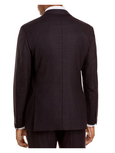 John Varvatos Mens Burgundy Plaid Slim Fit Wool Blend Suit Separate Blazer Jacket 38S