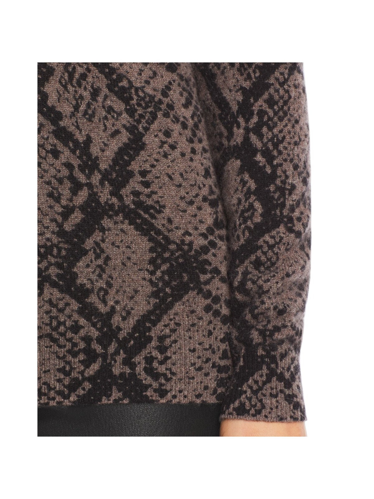 Designer Brand Womens Brown Cashmere Animal Print Long Sleeve Crew Neck Wear To Work Sweater S