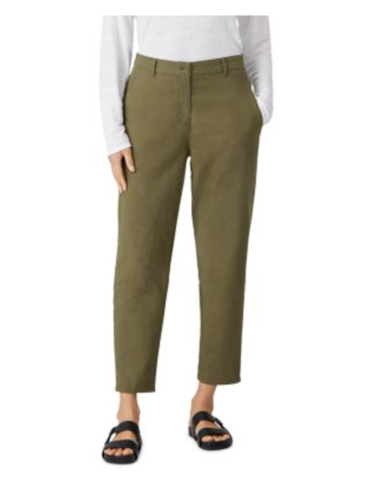 EILEEN FISHER Womens Green Pocketed Pants 2