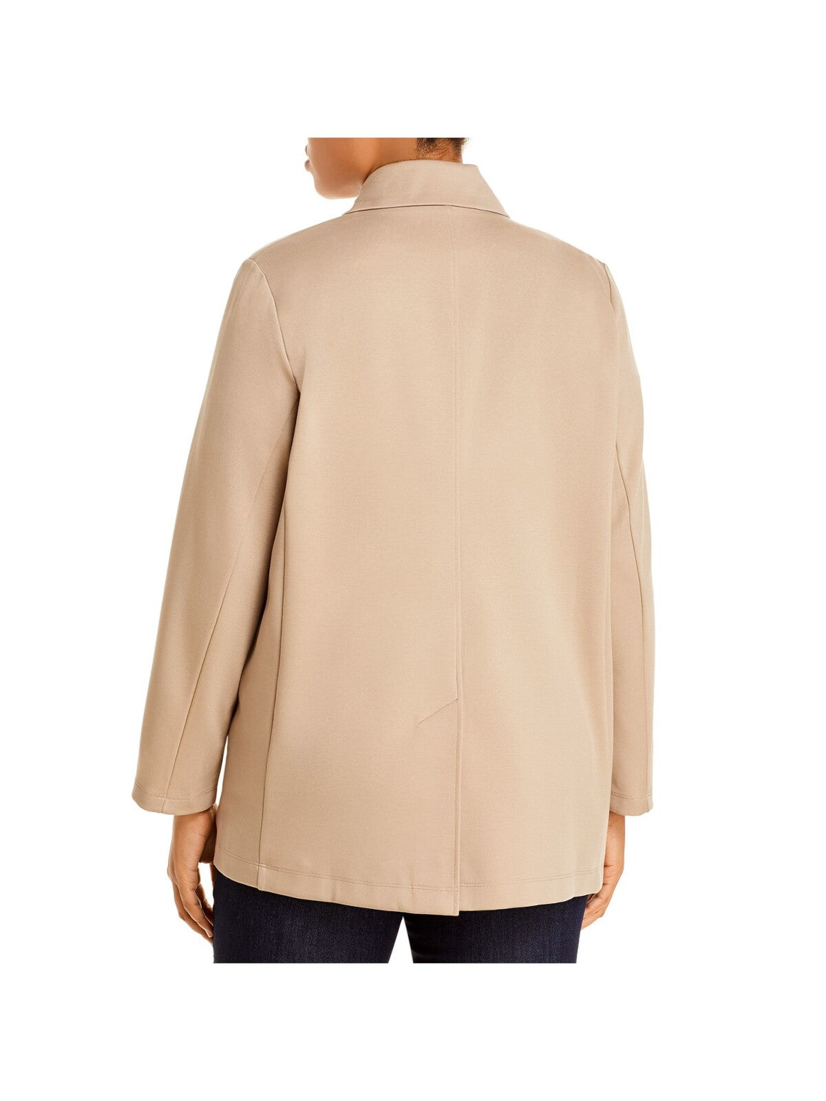 EILEEN FISHER Womens Beige Pocketed Notch Collar Back Vent Long Sleeve Wear To Work Jacket Plus 2X