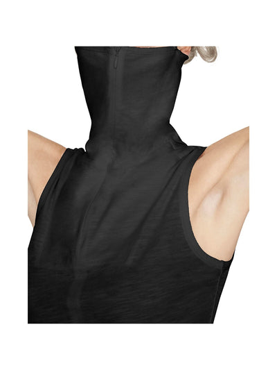 B NEW YORK Womens Black Stretch Zippered Wide Collar Sleeveless Top S