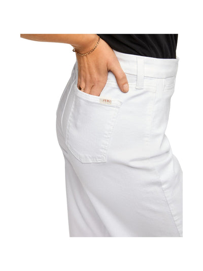 Jen 7 By 7 For All Mankind Womens White Stretch Pocketed Front Button Closure Above The Knee Pencil Skirt 8