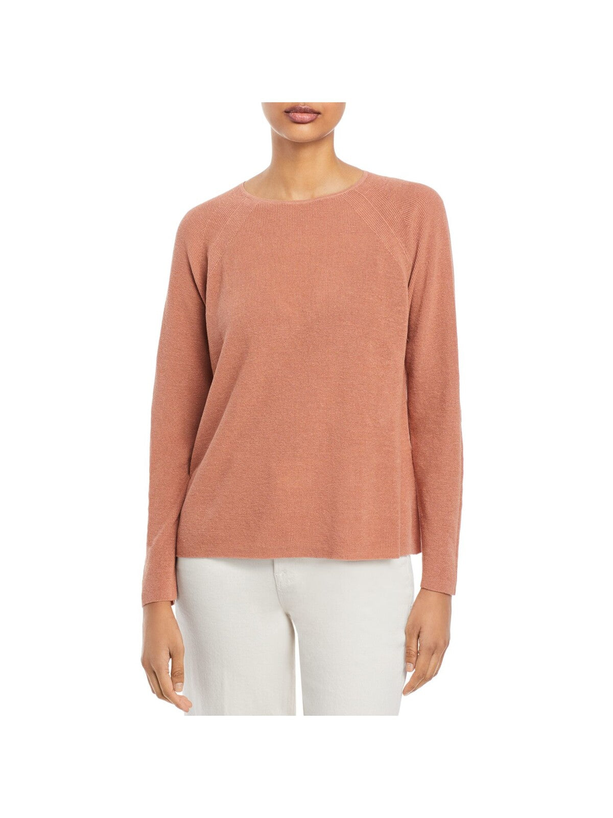 EILEEN FISHER Womens Orange Cotton Blend Round Neck Sweater Plus 1X