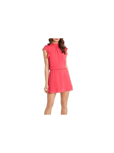 1. STATE Womens Coral Ruffled Cap Sleeve Mini Drop Waist Dress XL