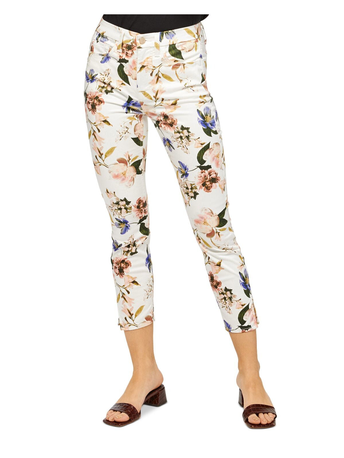 Jen 7 By 7 For All Mankind Womens Ivory Pocketed Floral Cropped Pants 6