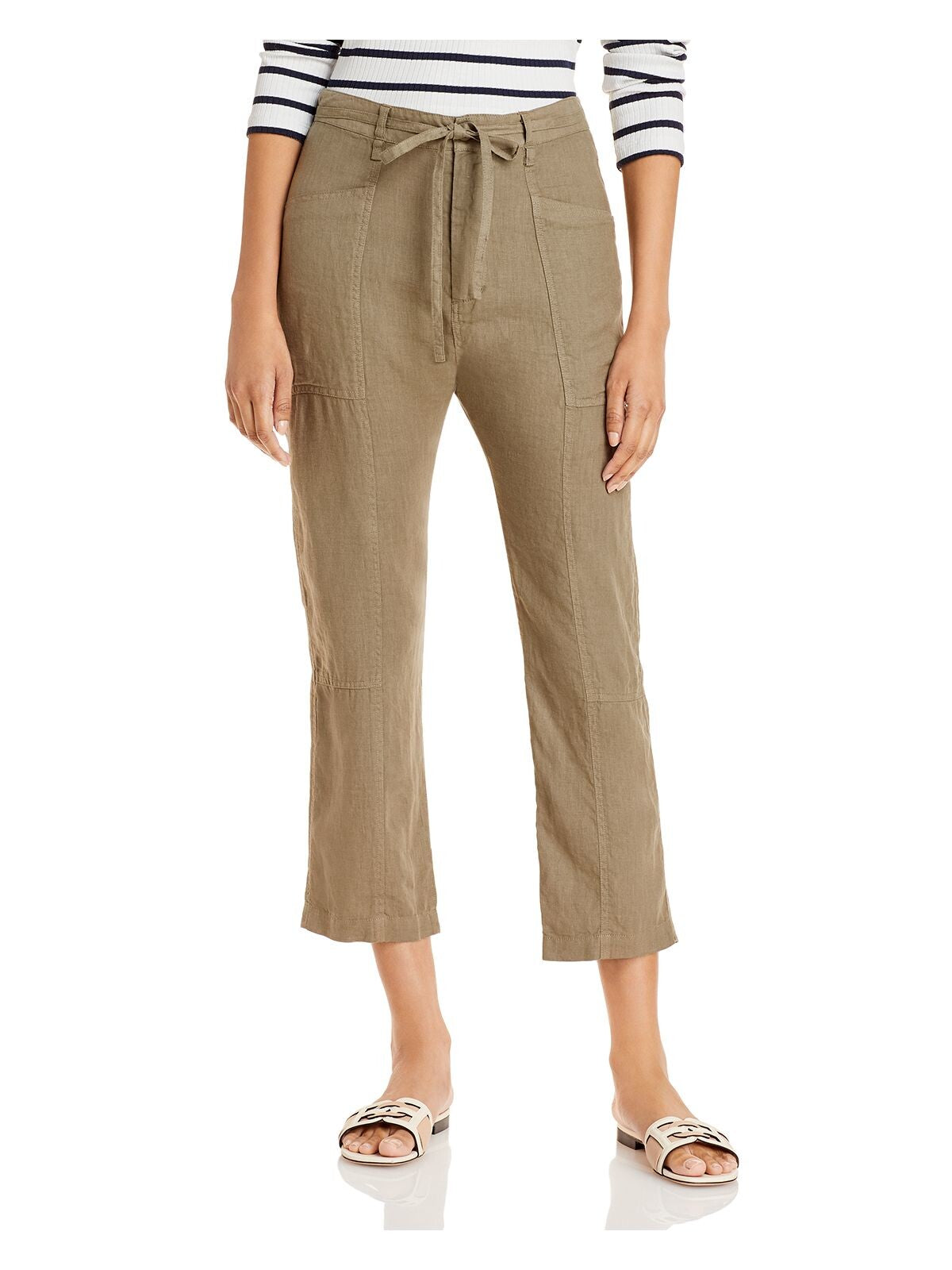 JOIE Womens Green Pocketed Zippered Utility Cropped Pants 0