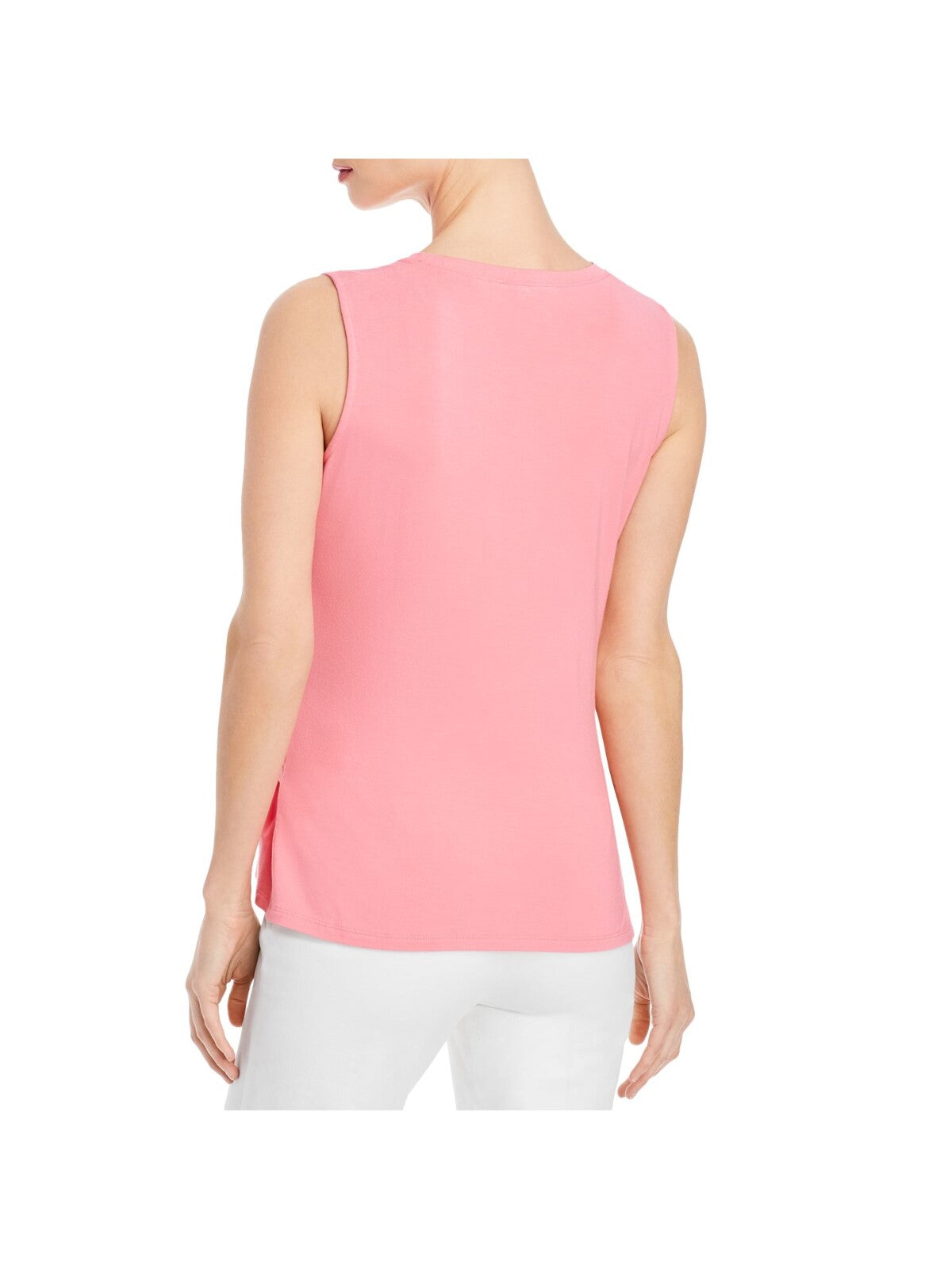 KOBI HALPERIN Womens Pink Stretch Twist Front Asymmetrical Hem Sleeveless Crew Neck Top XS