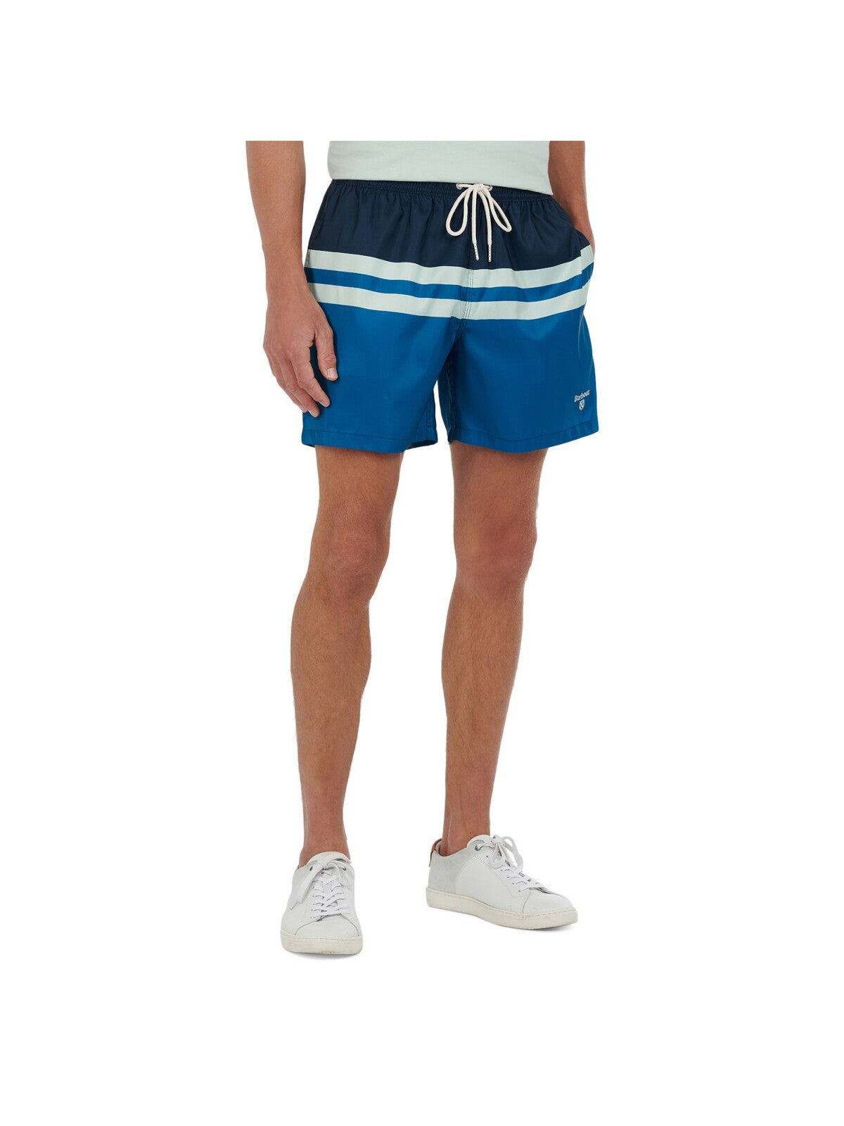 BARBOUR Mens Swimwear Navy Color Block Classic Fit Stretch Shorts S