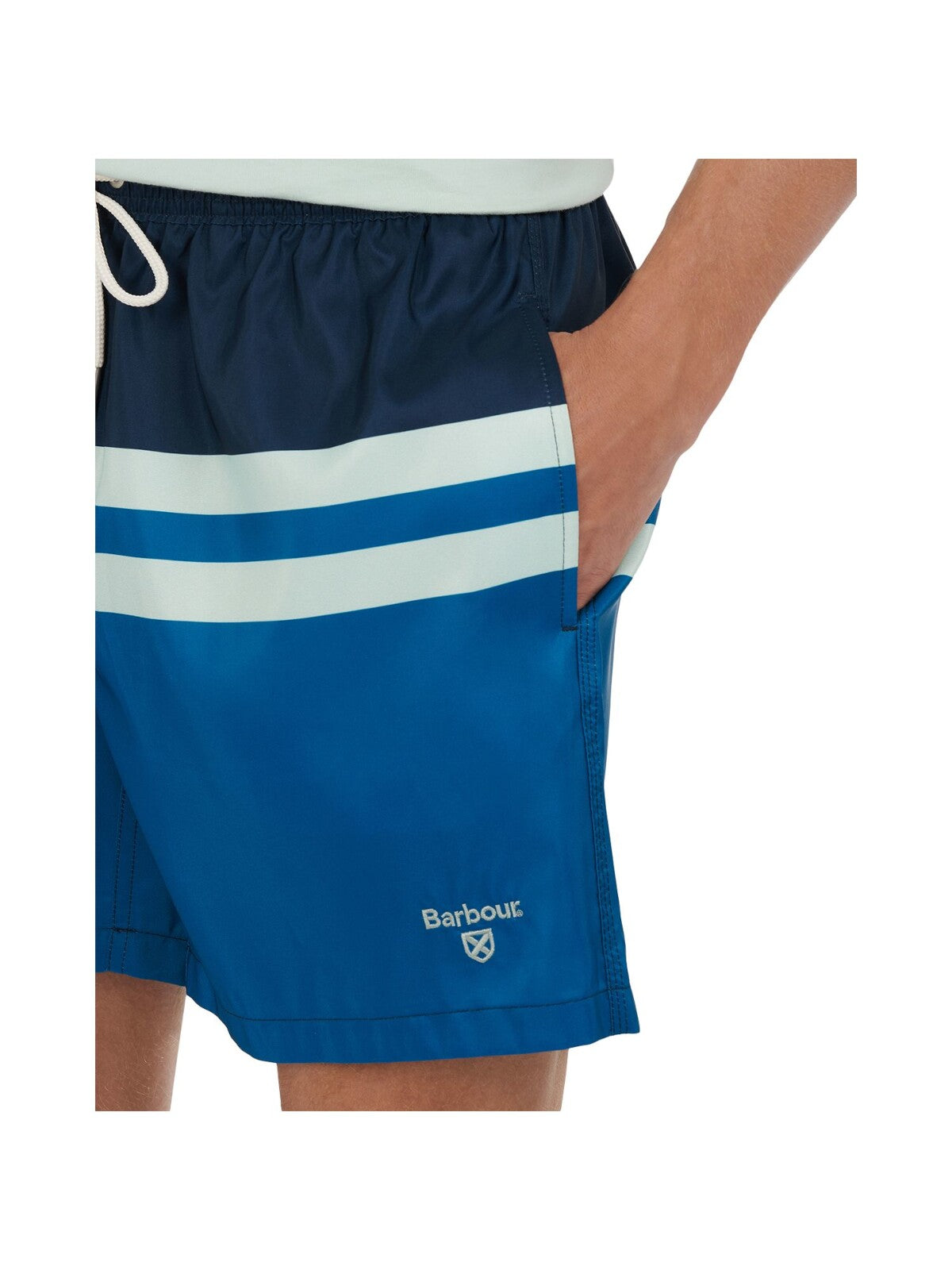 BARBOUR Mens Swimwear Navy Color Block Classic Fit Stretch Shorts S