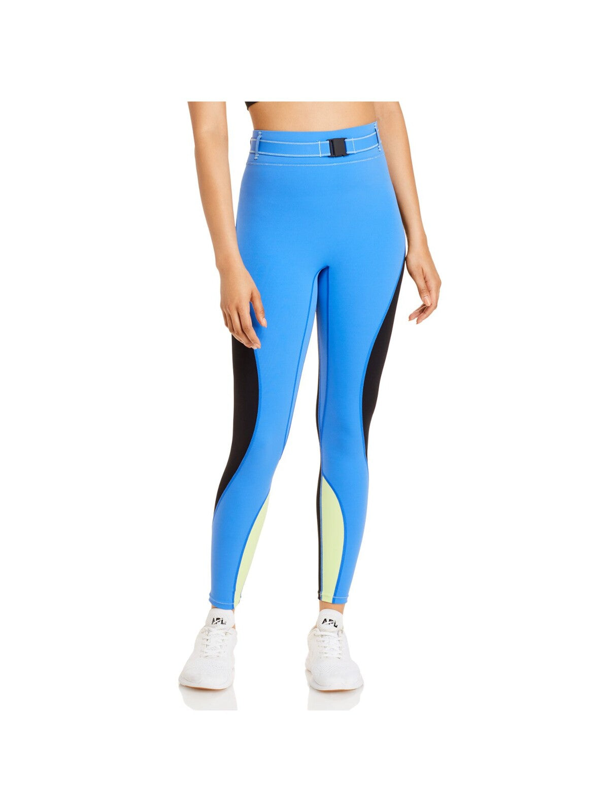 SOLID & STRIPED SPORT Womens Blue Stretch Fitted Belted Zipper Pouch Color Block Active Wear Skinny Leggings M