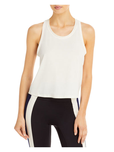 PUMA Womens Ivory Cut Out Dual-layer Racerback Sleeveless Scoop Neck Active Wear Tank Top L
