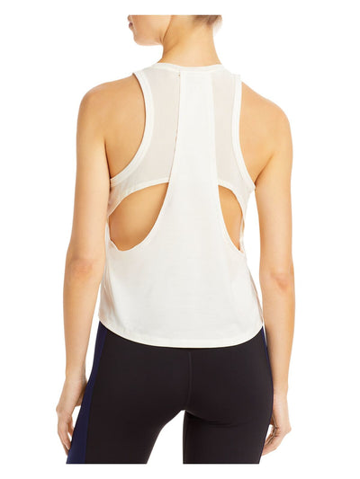 PUMA Womens Ivory Cut Out Dual-layer Racerback Sleeveless Scoop Neck Active Wear Tank Top L