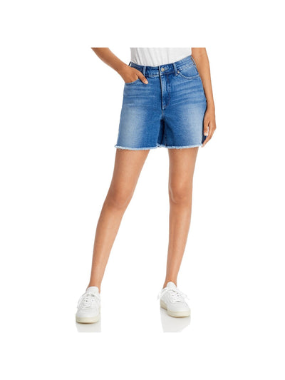 NYDJ Womens Blue Stretch Zippered Pocketed Frayed Cutoff Hems High Waist Shorts 2
