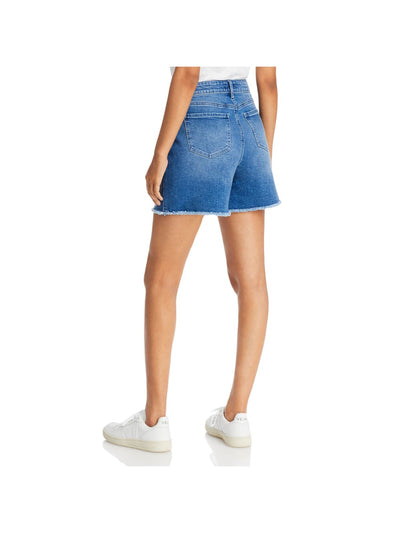 NYDJ Womens Blue Stretch Zippered Pocketed Frayed Cutoff Hems High Waist Shorts 2
