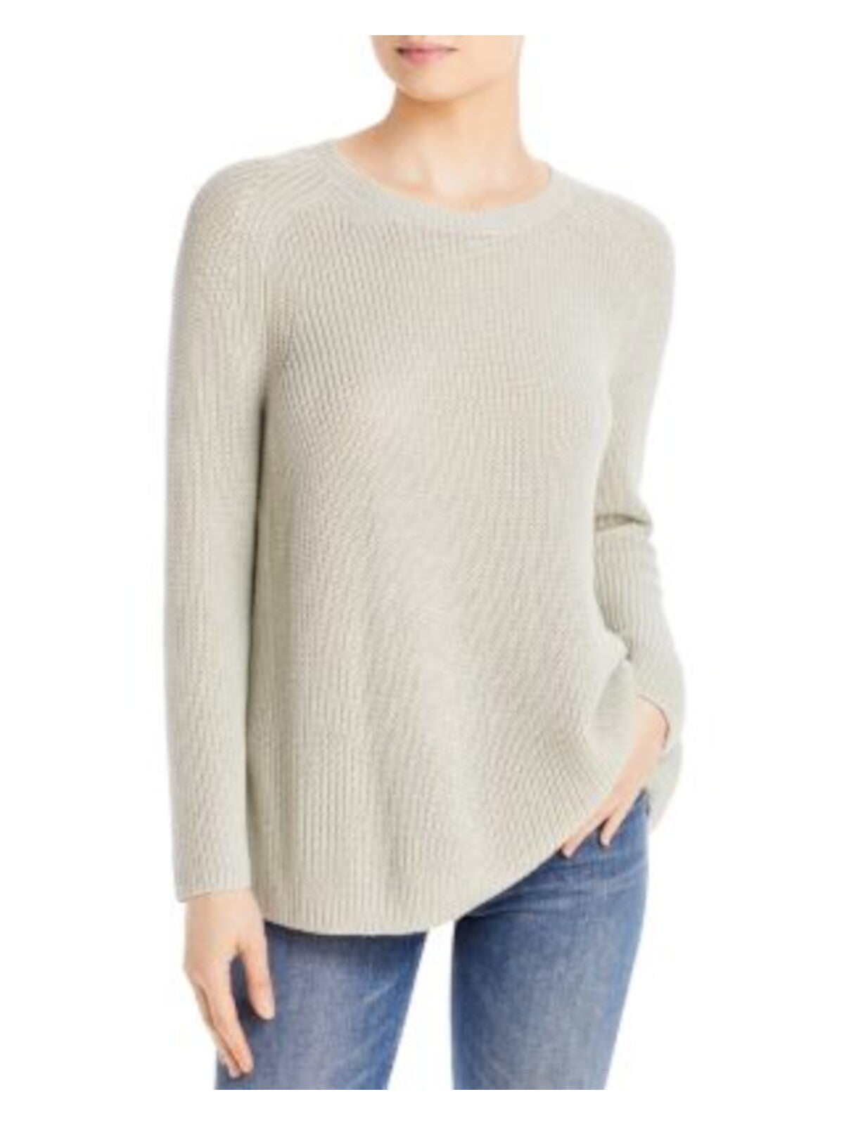 EILEEN FISHER Womens White Stretch Long Sleeve Round Neck Sweater XL