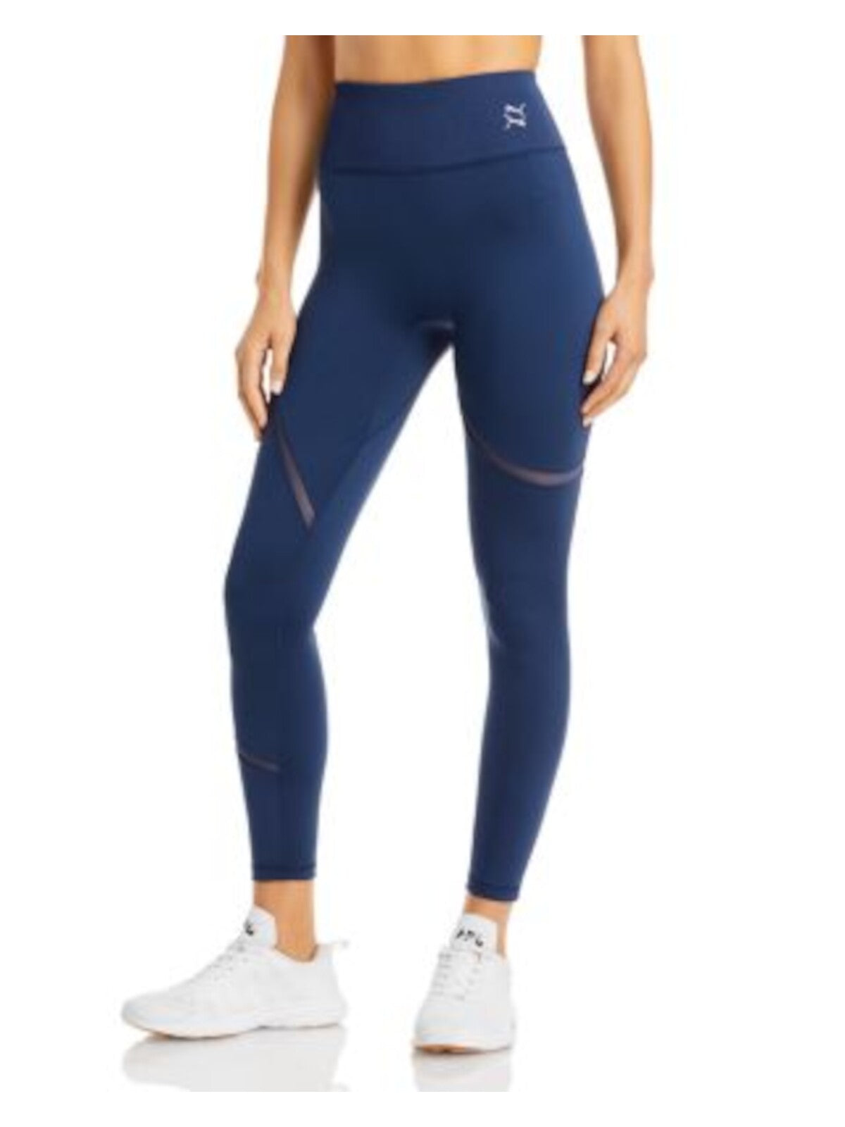 PUMA Womens Navy Stretch Pocketed Mesh Inset Ribbed Waistband Active Wear Skinny Leggings XS