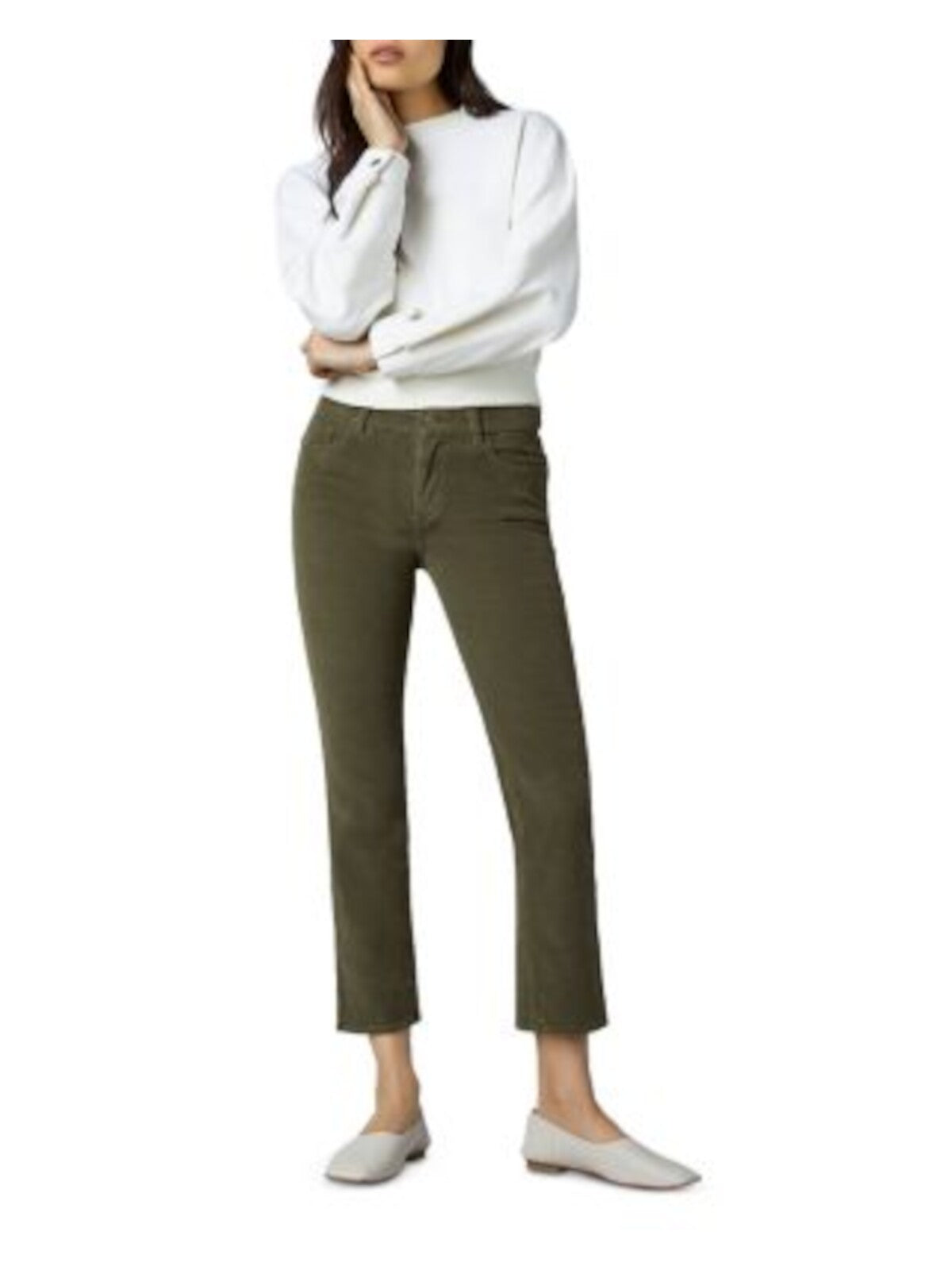 DL1961 Womens Green Zippered Pocketed Corduroy Mid-rise Ankle Straight leg Pants 26