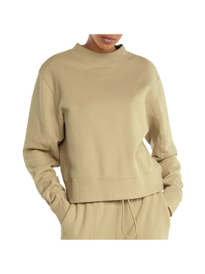 PUMA Womens Yellow Stretch Short Length Ribbed Trim Sweatshirt S