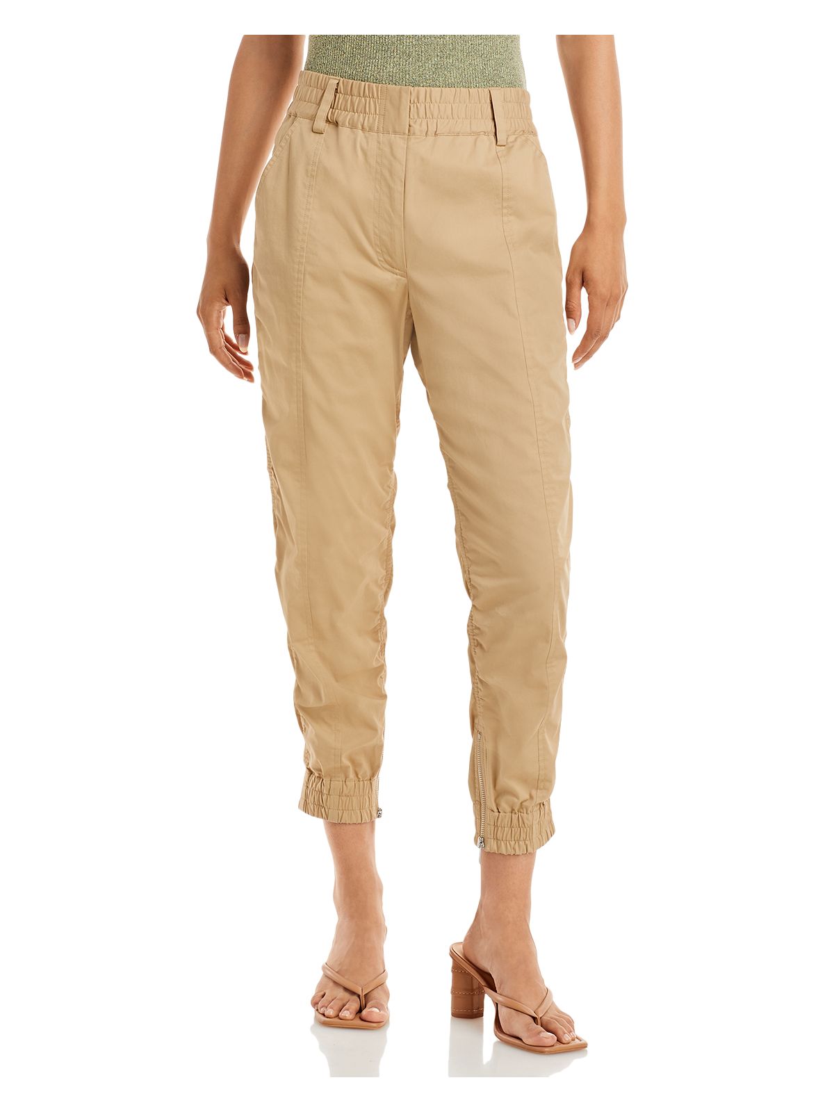 DEREK LAM 10 CROSBY Womens Beige Pocketed Zippered Front Seam Ankle Zip Jogger Pants 12