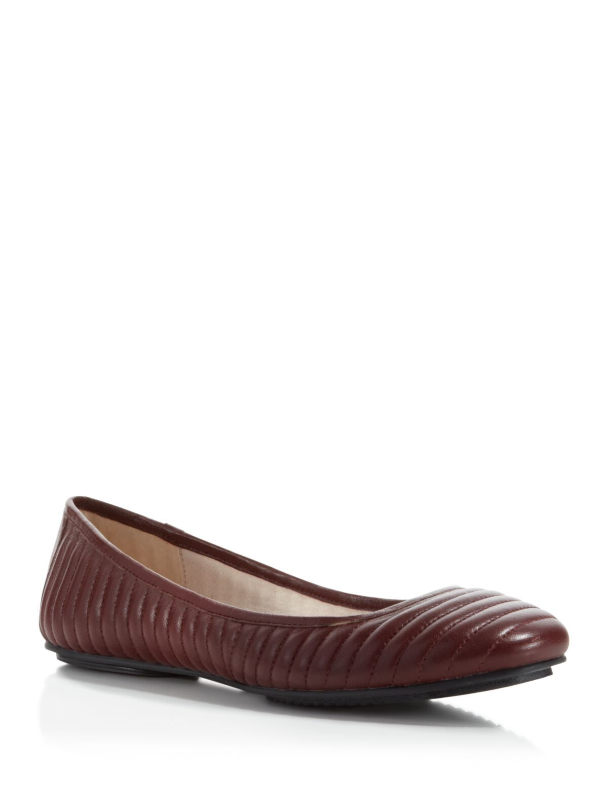 KENNETH COLE Womens Brick Burgundy Ribbed Tracy Round Toe Slip On Leather Ballet Flats 8 M