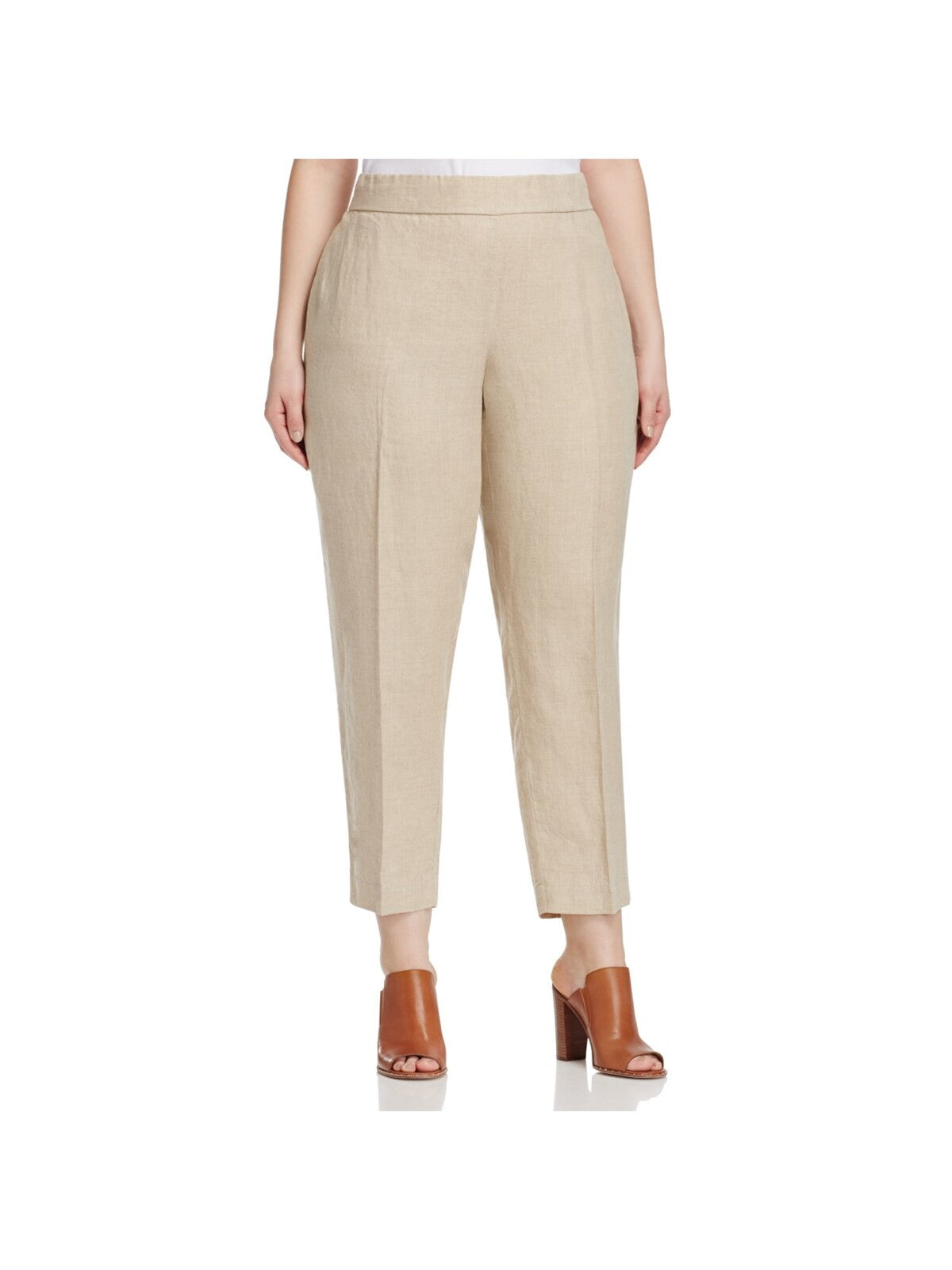 EILEEN FISHER Womens Beige Stretch Darted Tapered Ankle Pants Plus 2X
