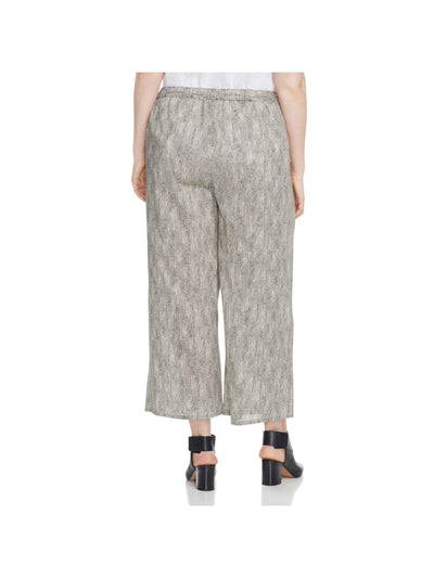EILEEN FISHER Womens Beige Pocketed Pleated Wide Leg Printed Wear To Work Cropped Pants Plus 1X