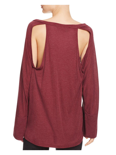 IRO.JEANS Womens Maroon Cut Out Long Sleeve Scoop Neck Top Size: M