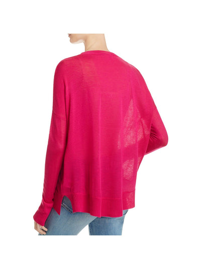 JOHN & JENN Womens Pink Long Sleeve V Neck Sweater L