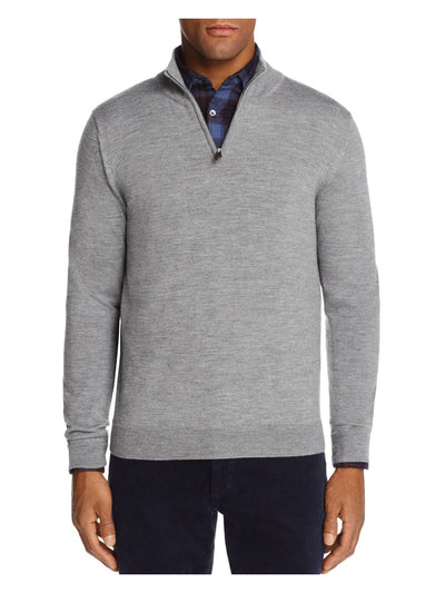 THE MENS STORE Mens Gray Mock Neck Classic Fit Quarter-Zip Merino Blend Pullover Sweater XXL