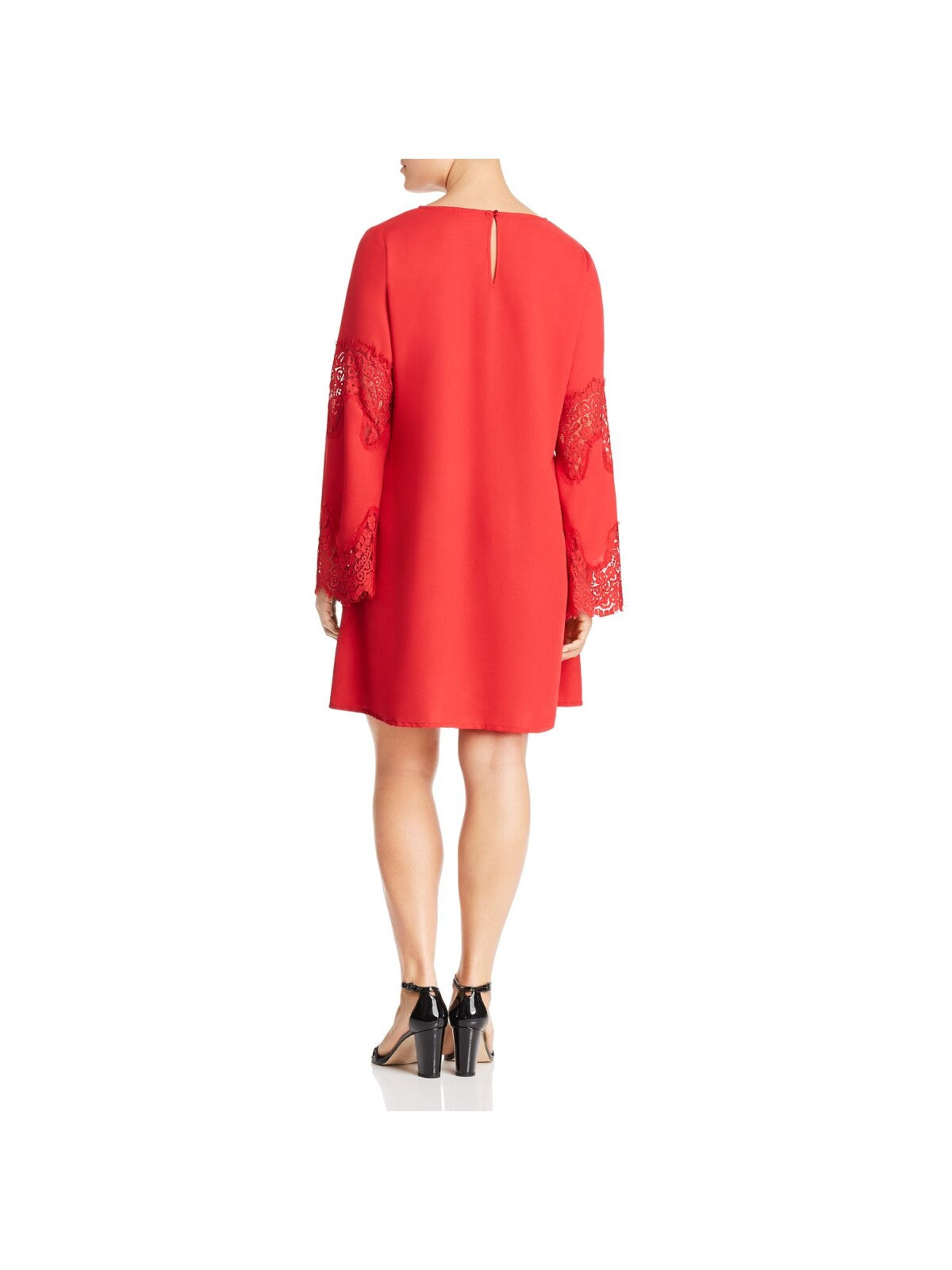 JUNAROSE Womens Red Long Sleeve V Neck Above The Knee Evening Shift Dress 20