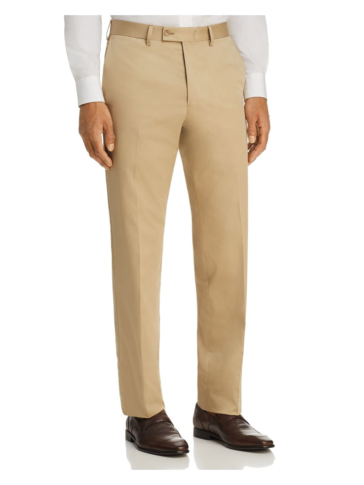 The Mens store Mens Beige Flat Front, Tapered, Regular Fit Cotton Blend Suit Separate Pants 40R
