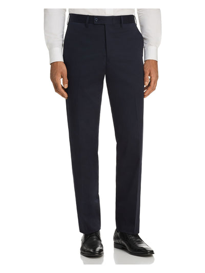 The Mens store Mens Navy Straight Leg, Stretch, Classic Fit Cotton Blend Pants 34R